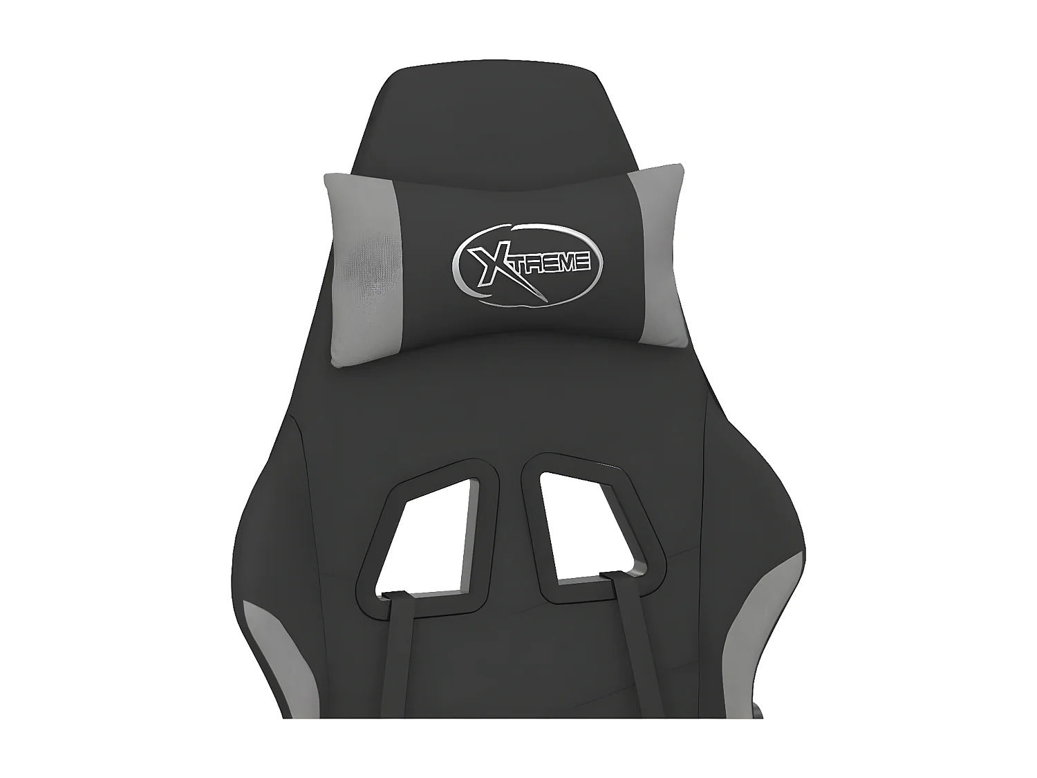 Cadeira gaming com apoio de pés tecido preto e cinzento-claro