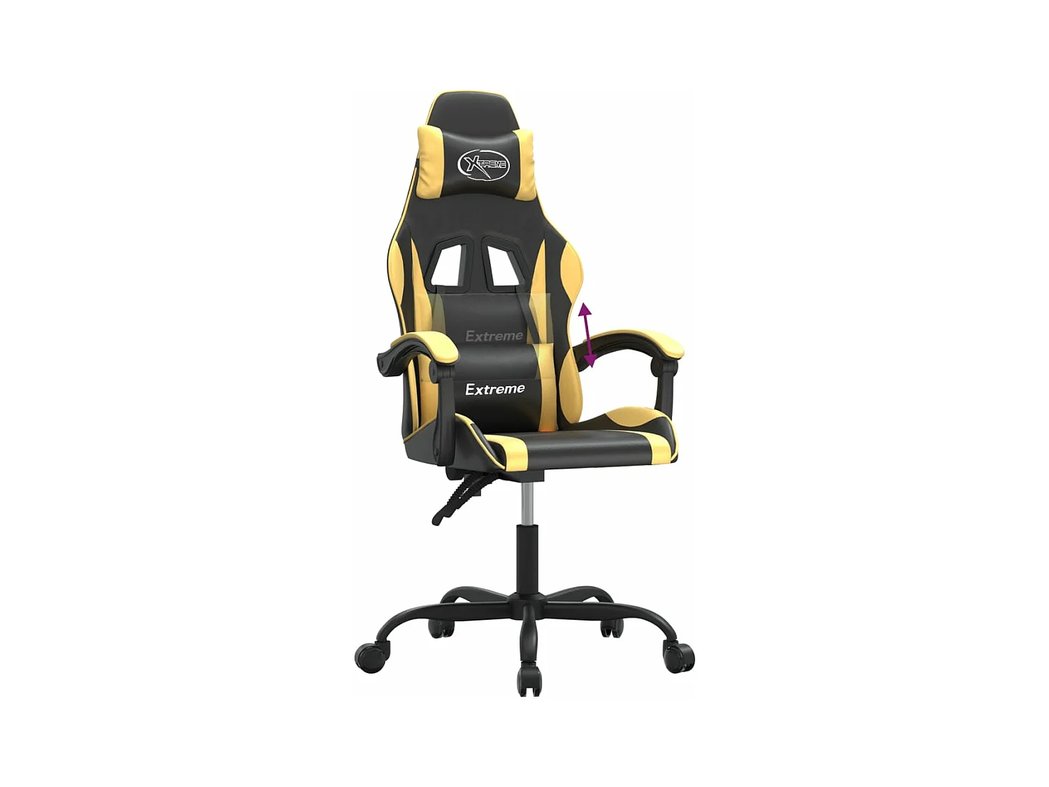 Silla gaming cuero sintético negro y dorado
