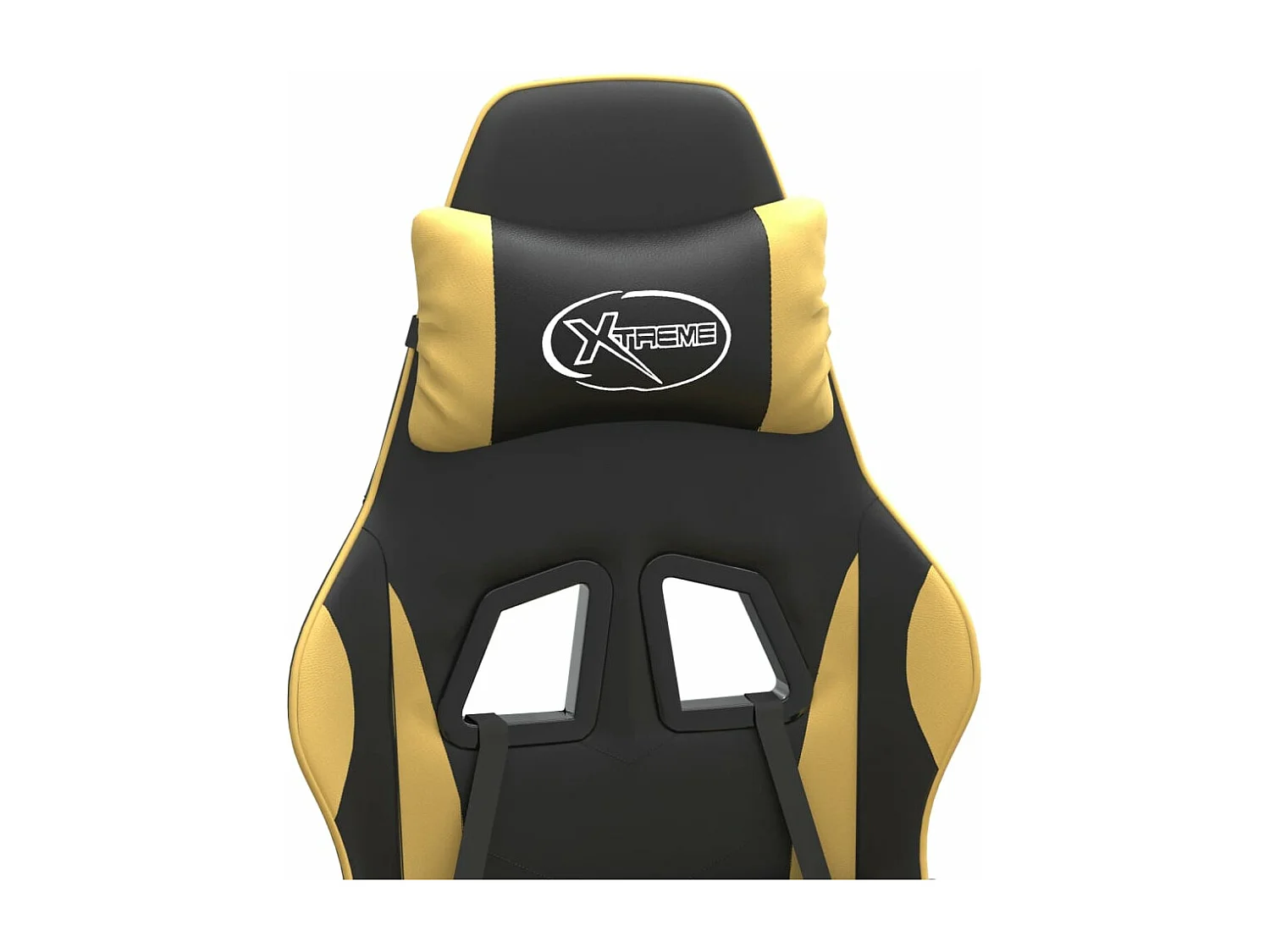 Cadeira gaming couro artificial preto e dourado