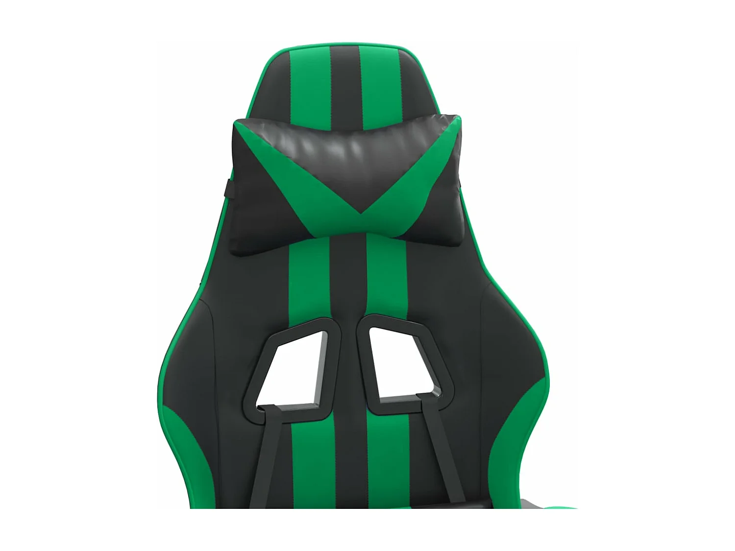 Cadeira gaming giratória c/ apoio pés couro artif. preto/verde