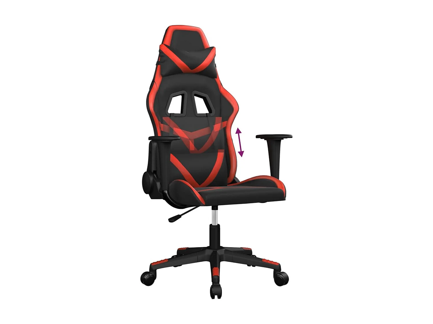 Cadeira gaming couro artificial preto e vermelho