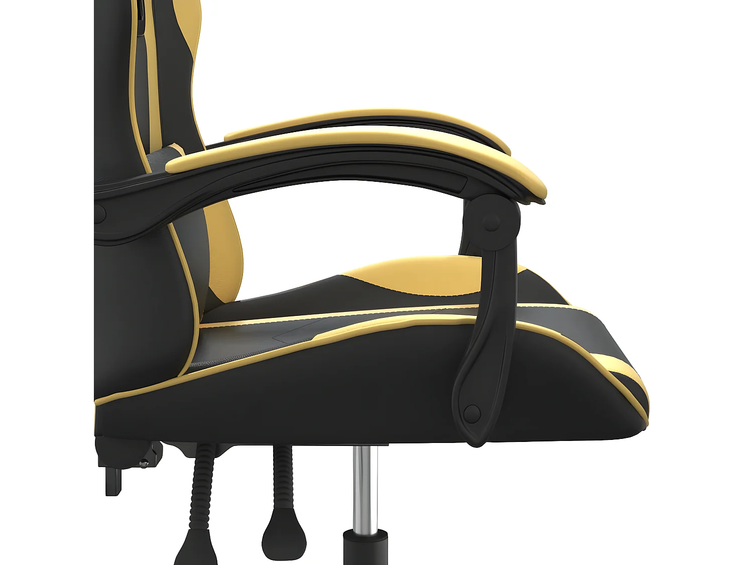 Cadeira gaming giratória couro artificial preto e dourado