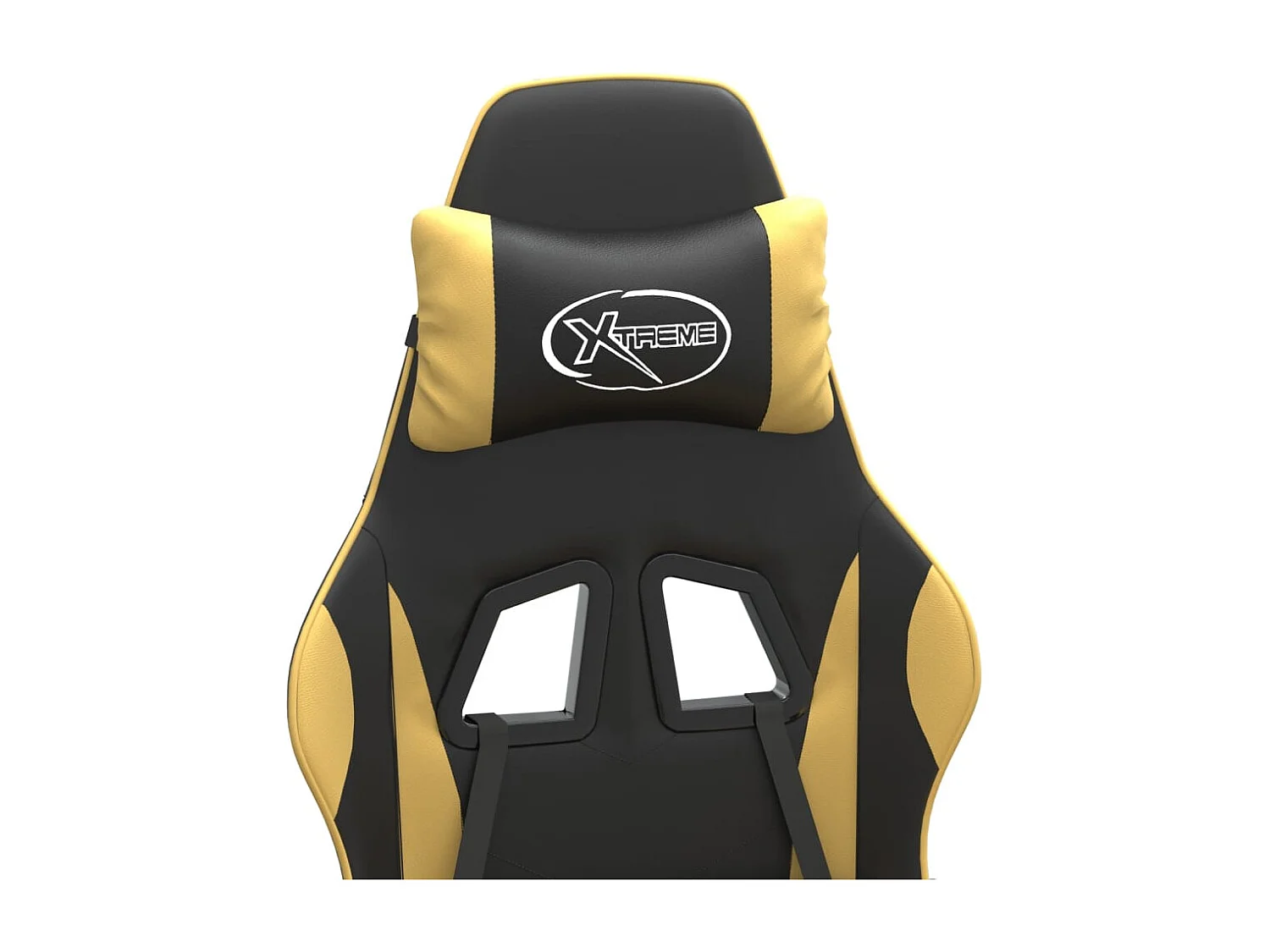 Cadeira gaming giratória couro artificial preto e dourado