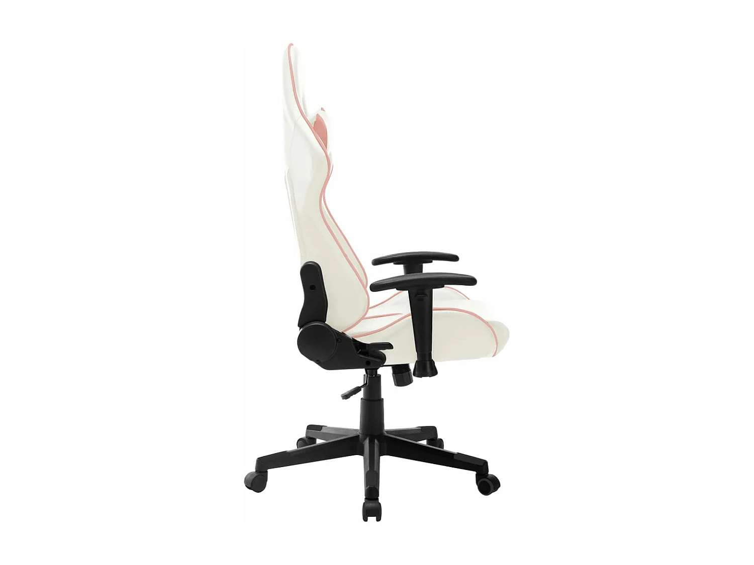 Silla de gaming de cuero sintético blanco y rosa