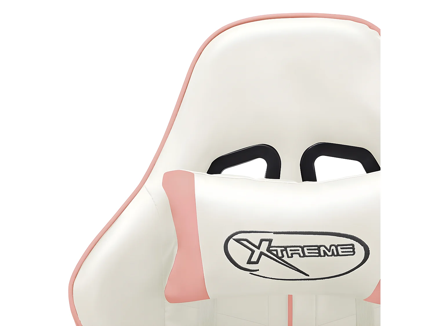 Silla de gaming de cuero sintético blanco y rosa