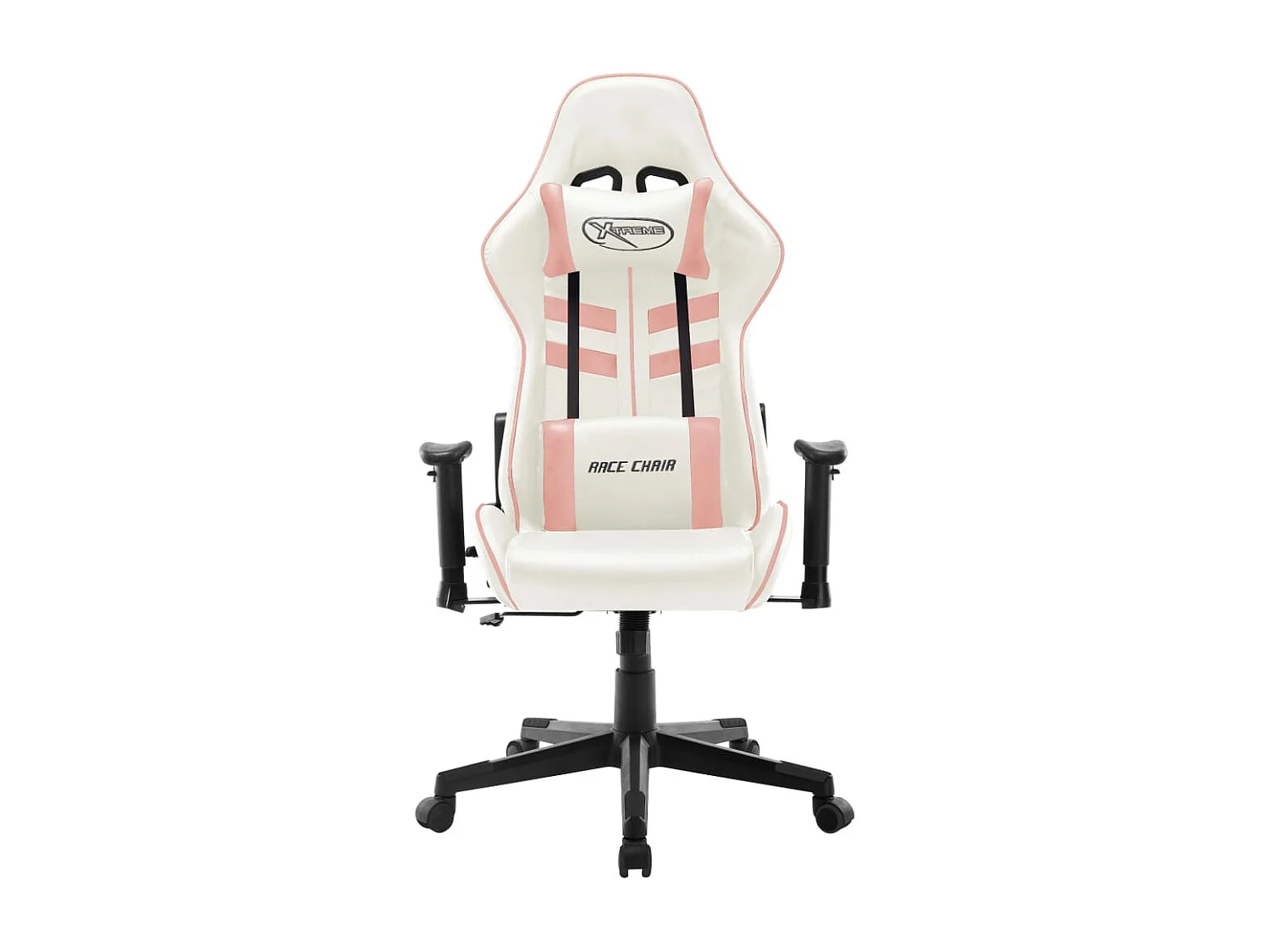 Cadeira de gaming couro artificial branco e cor-de-rosa
