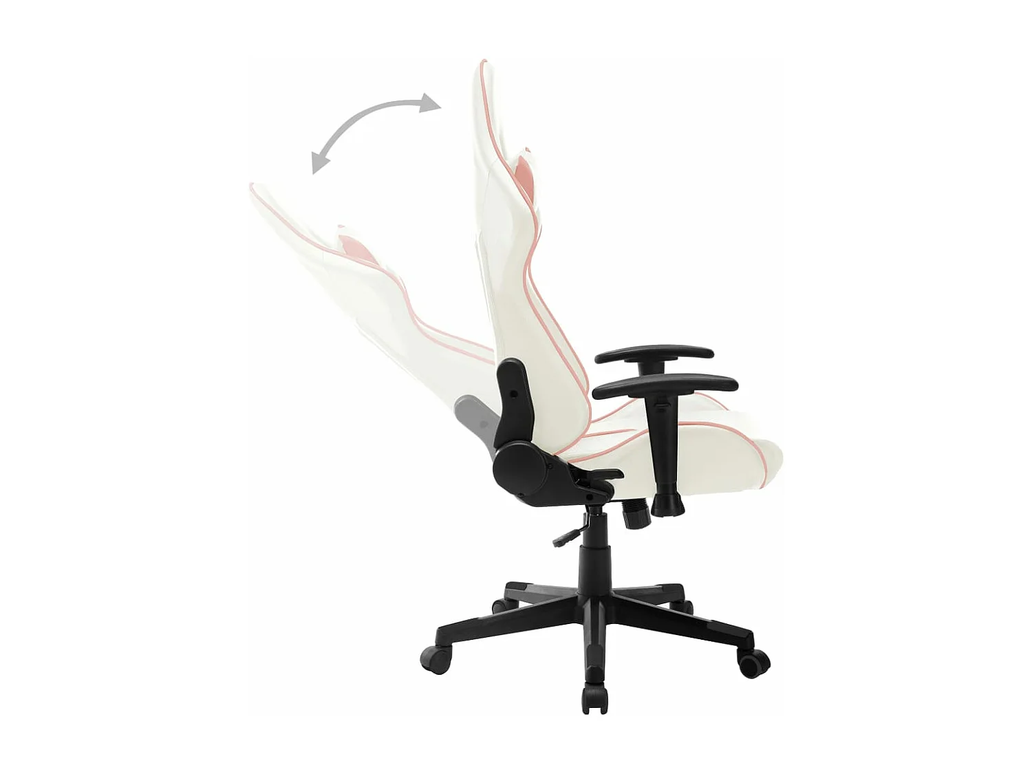 Cadeira de gaming couro artificial branco e cor-de-rosa
