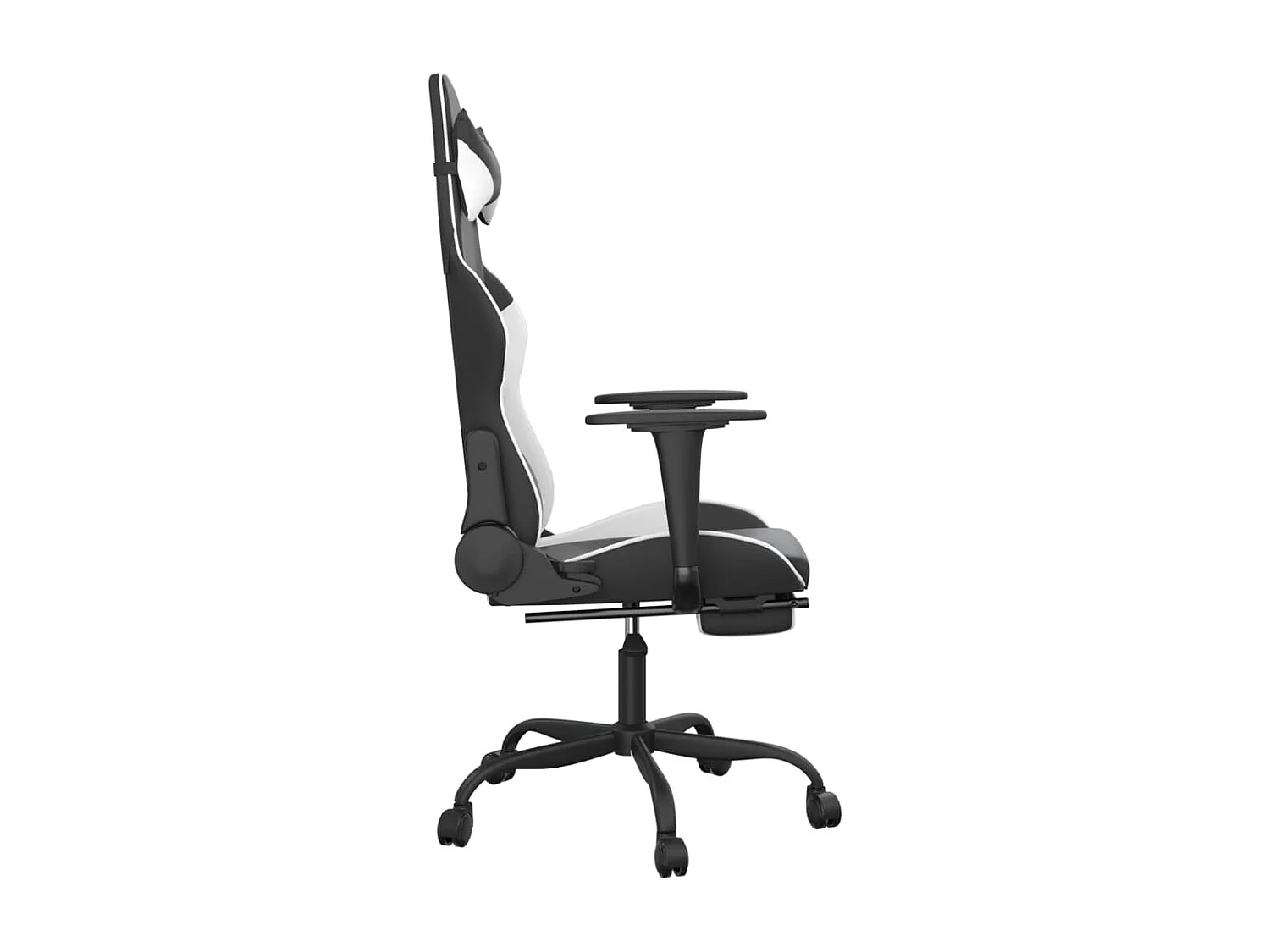 Chaise de jeu de massage avec repose-pied Noir&Blanc Similicuir