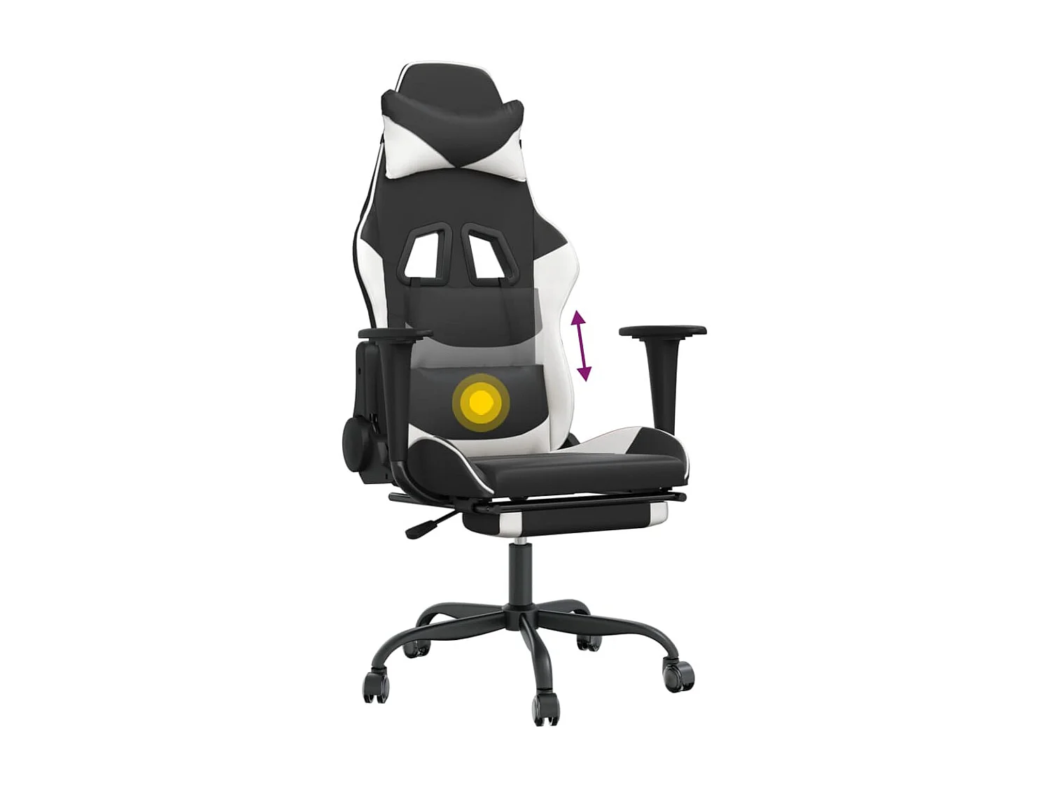 Chaise de jeu de massage avec repose-pied Noir&Blanc Similicuir