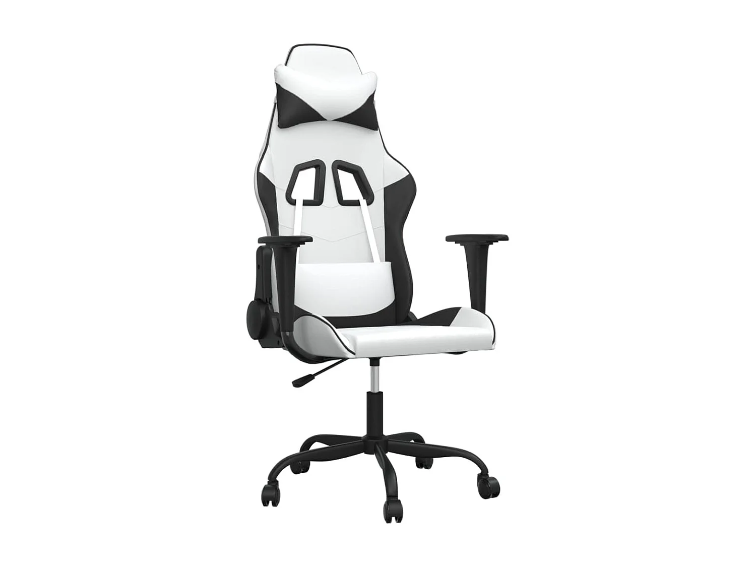 Massage gamestoel kunstleer wit en zwart