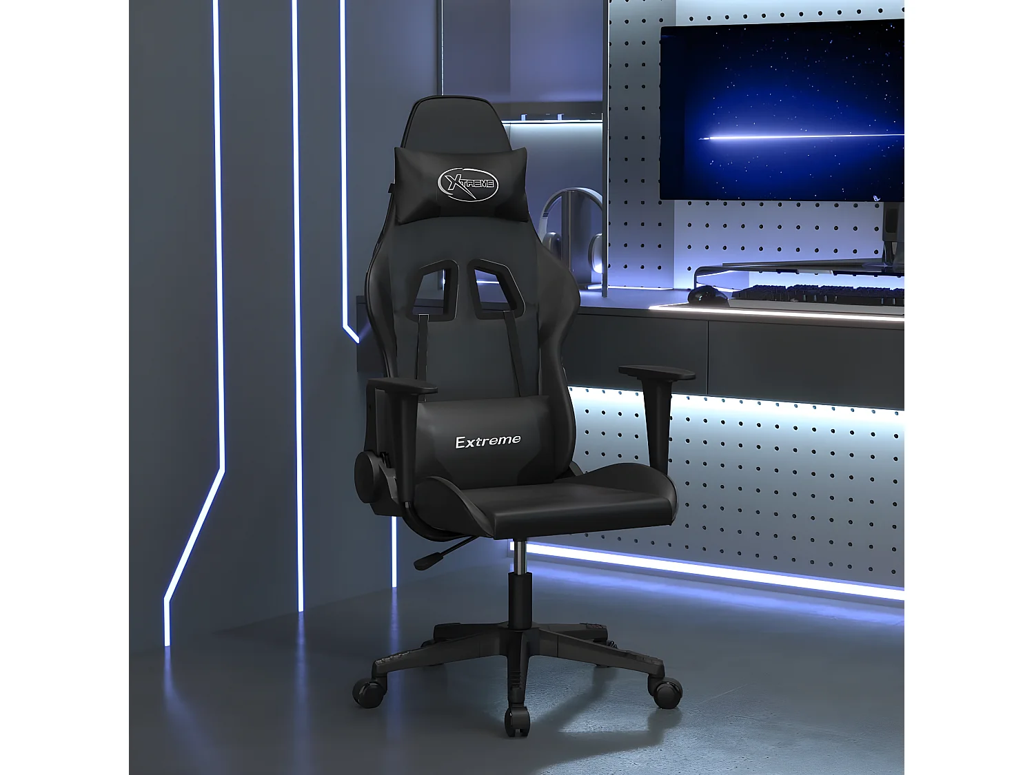 Massage gamestoel kunstleer zwart