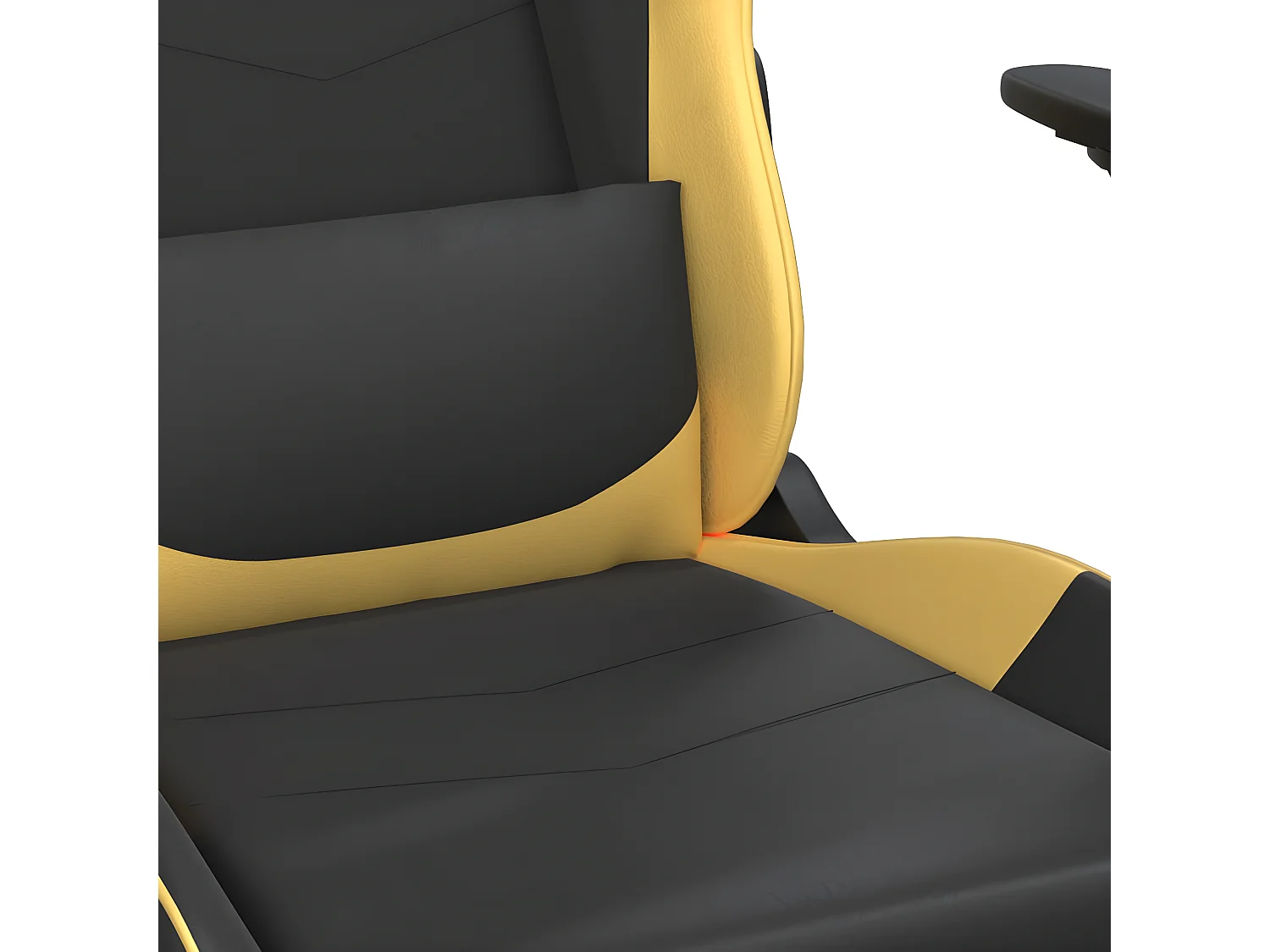 Cadeira gaming c/ apoio pés couro artificial preto e dourado