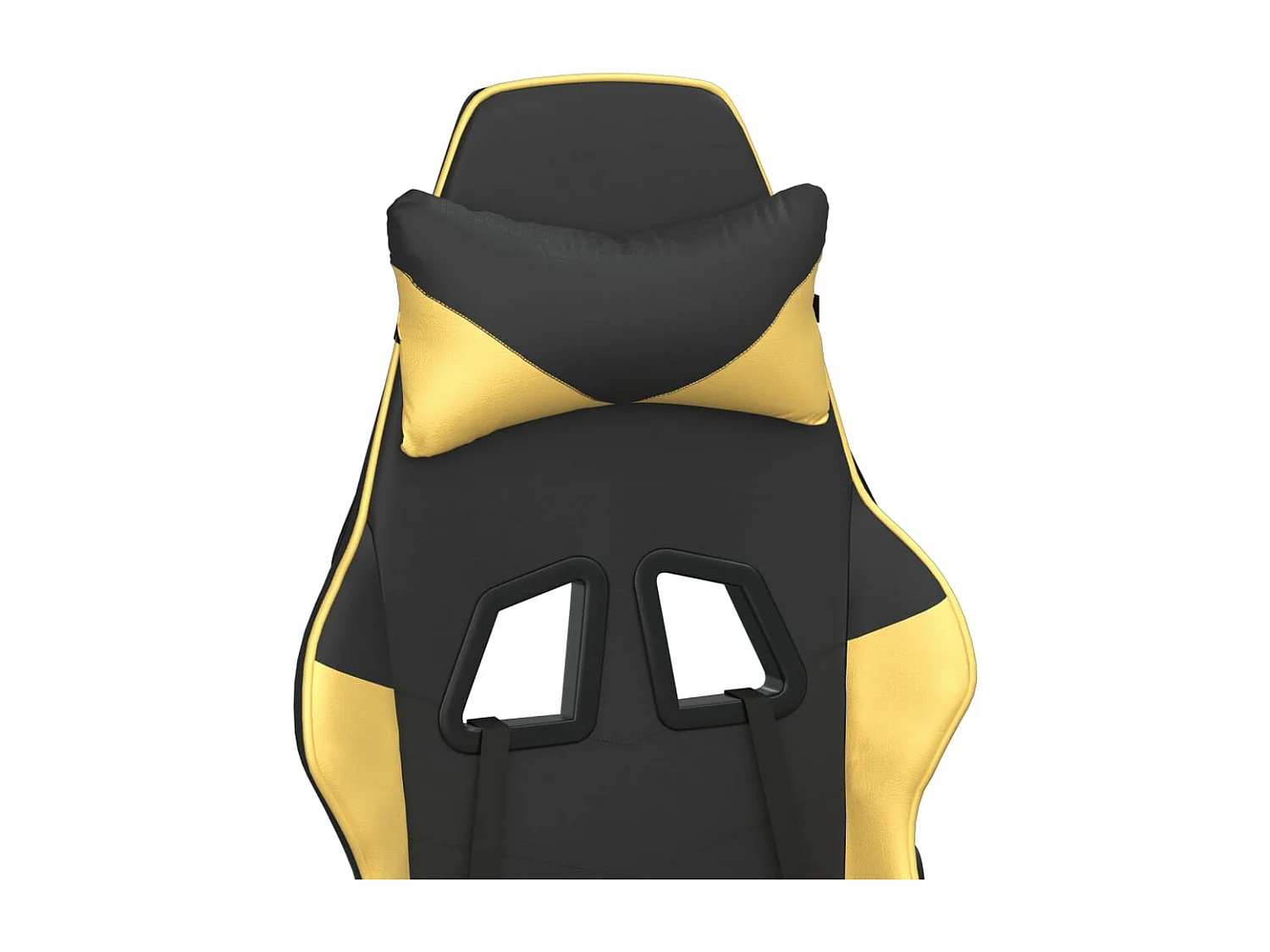 Cadeira gaming c/ apoio pés couro artificial preto e dourado