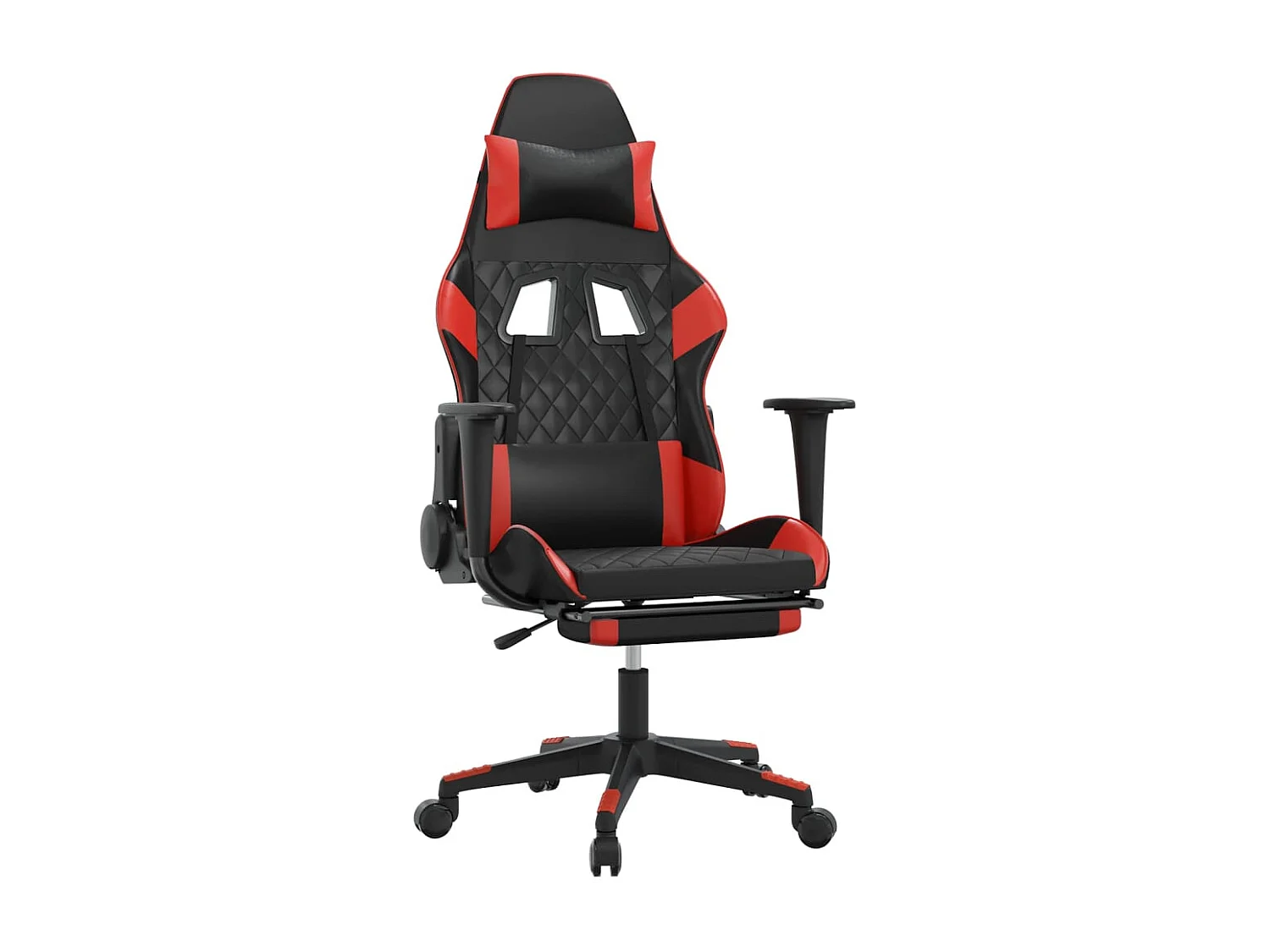Silla gaming con reposapiés cuero sintético negro rojo