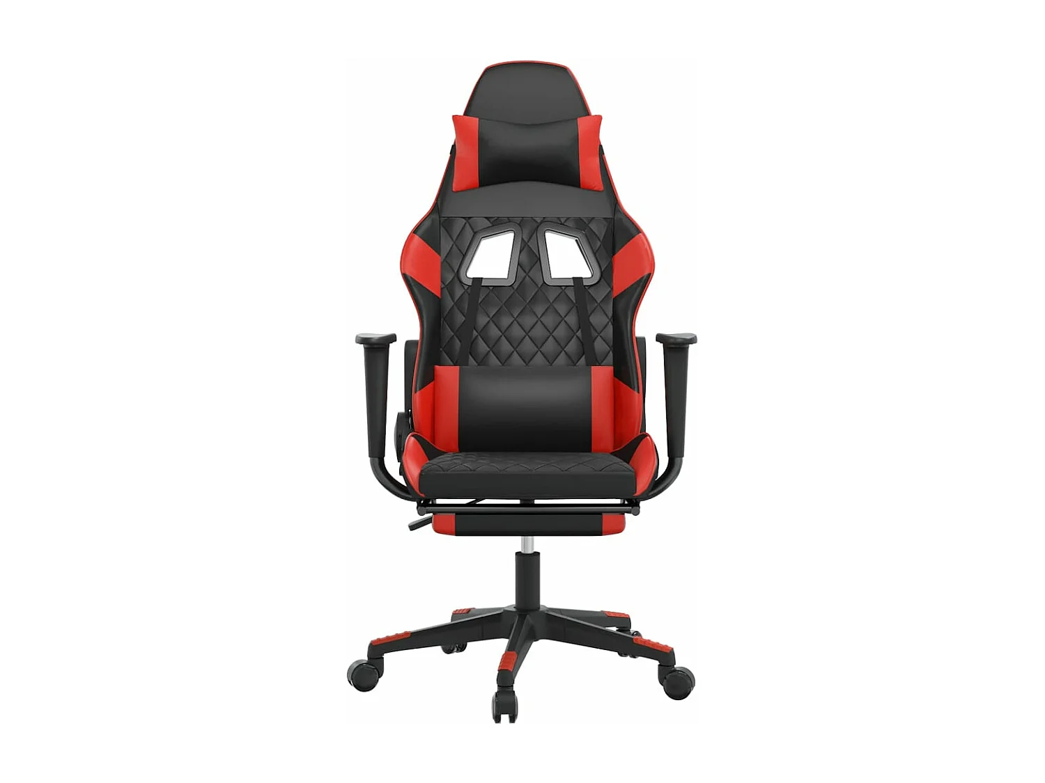 Silla gaming con reposapiés cuero sintético negro rojo