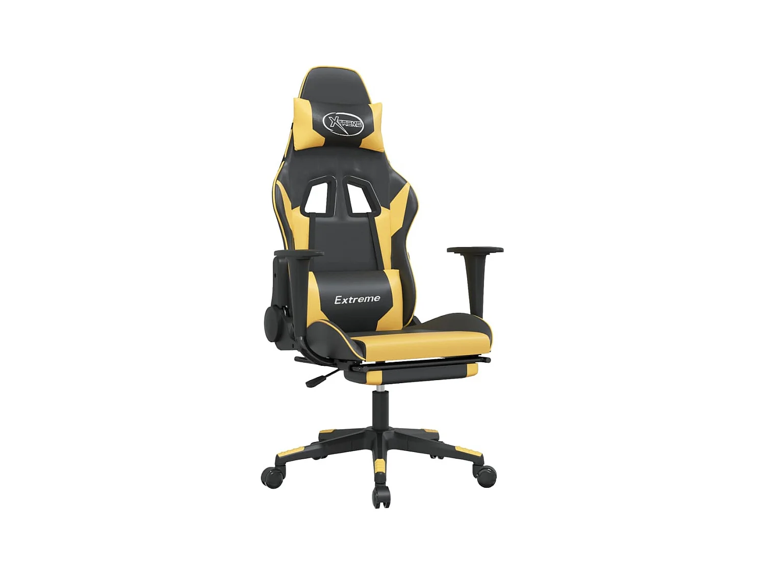 Chaise de jeu avec repose-pied Noir et doré Similicuir