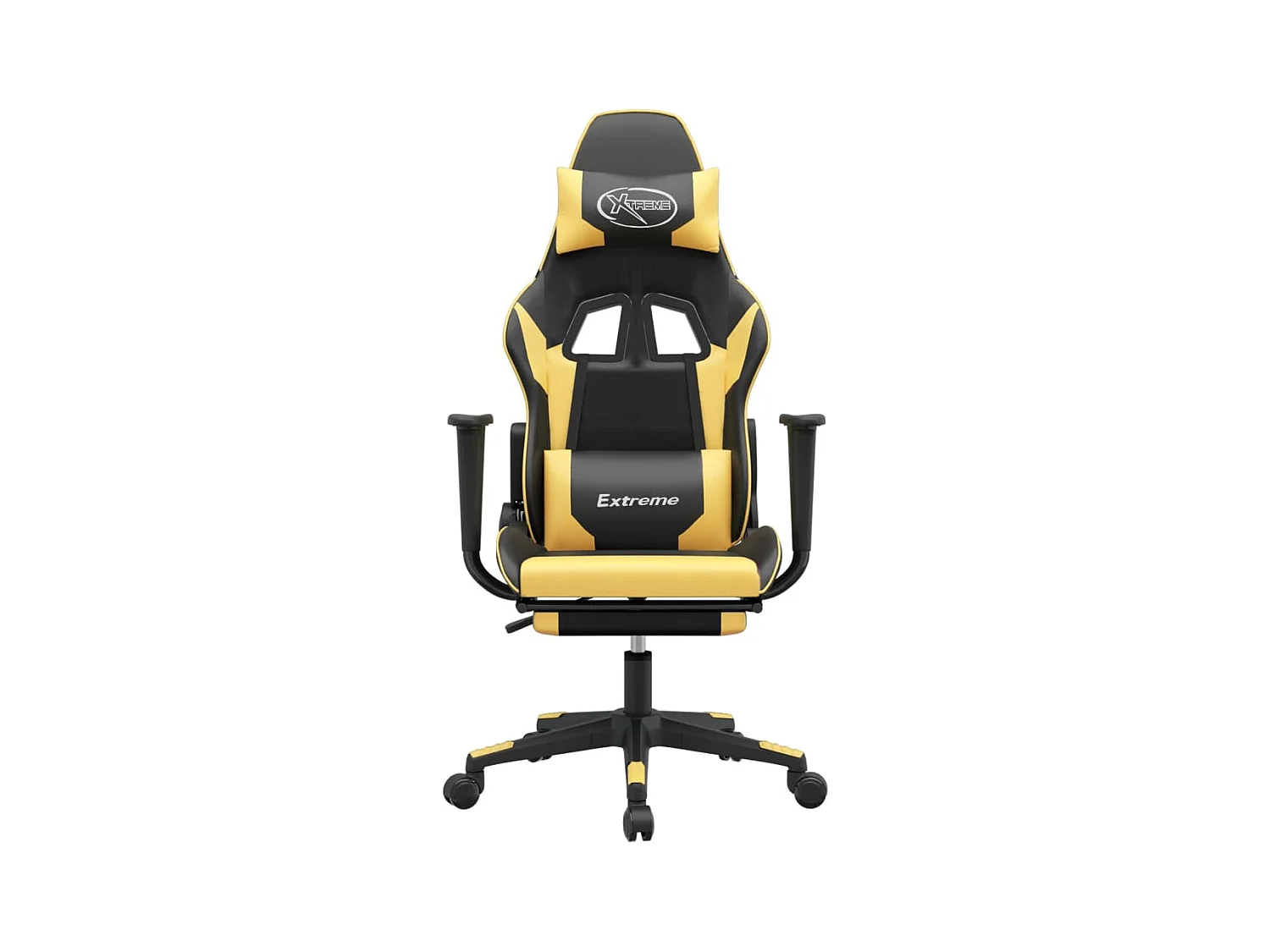 Chaise de jeu avec repose-pied Noir et doré Similicuir