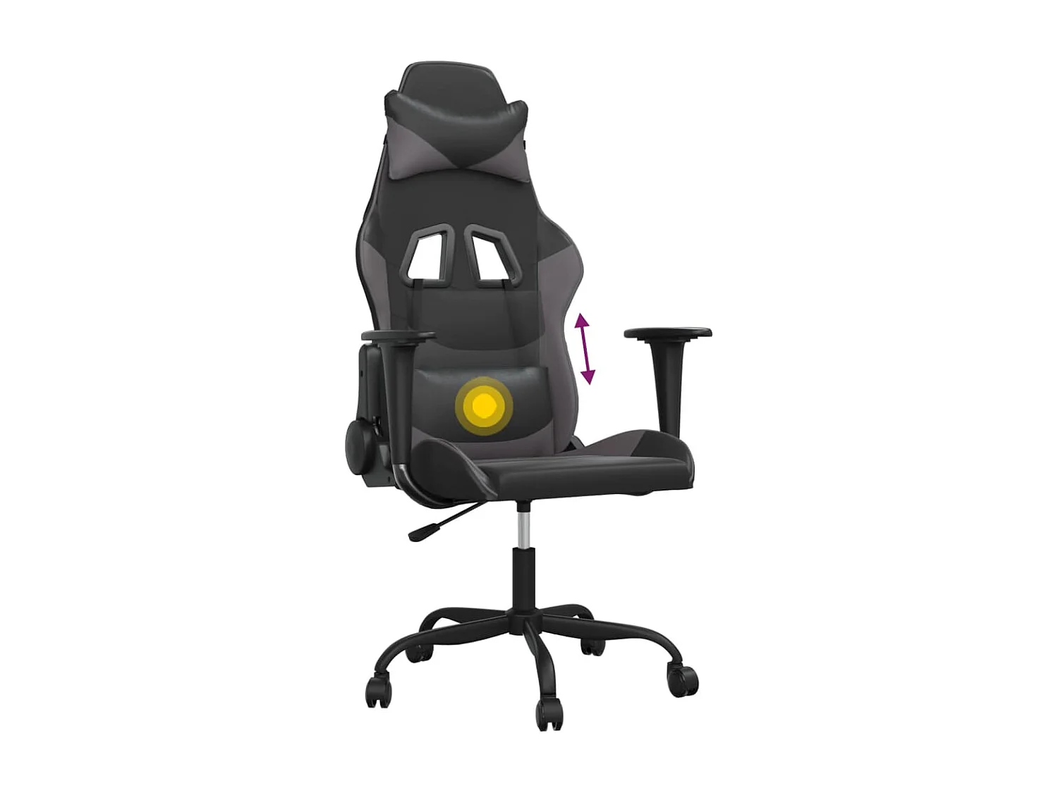 piezas Silla gaming de masaje cuero sintético negro y gris