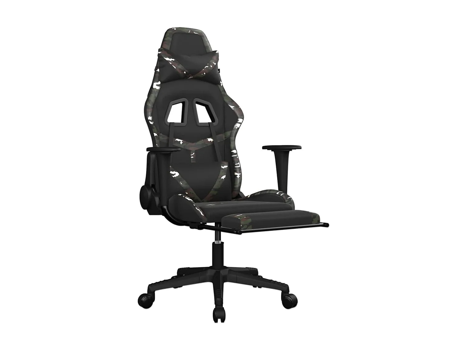 Chaise de jeu avec repose-pied Noir et camouflage Similicuir