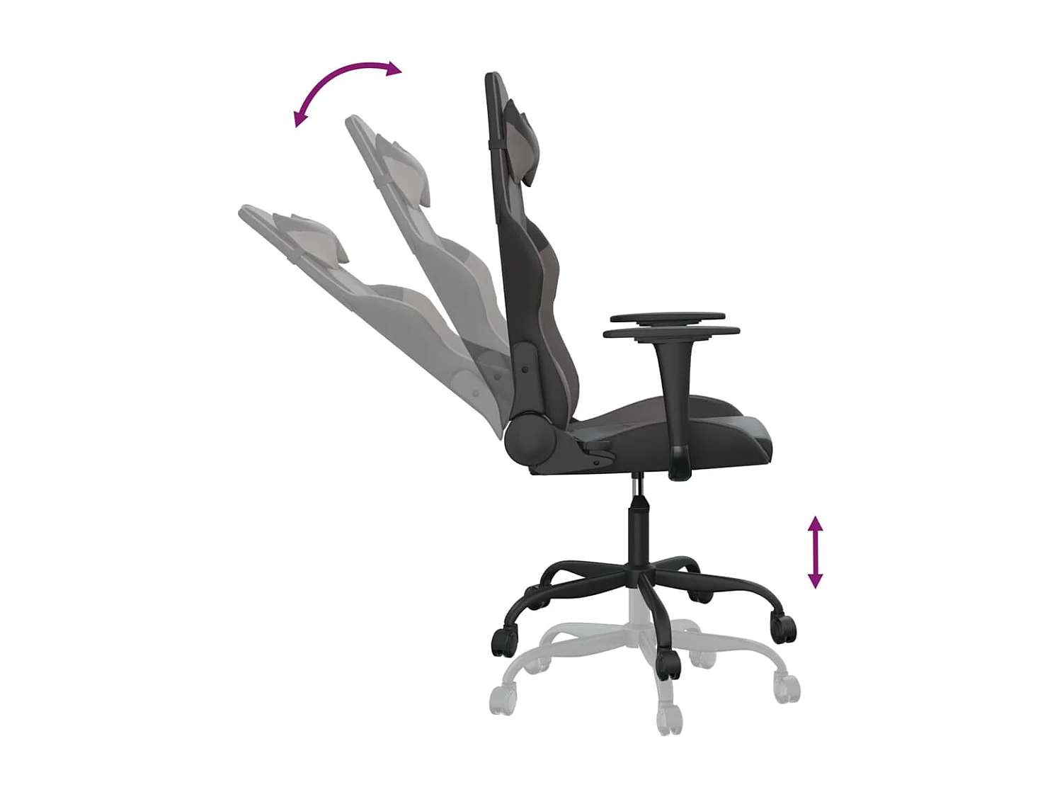 piezas Silla gaming cuero sintético negro y gris