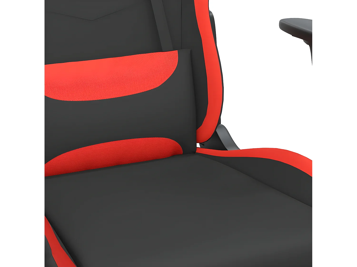 Chaise de jeu de massage avec repose-pied Noir et rouge Tissu