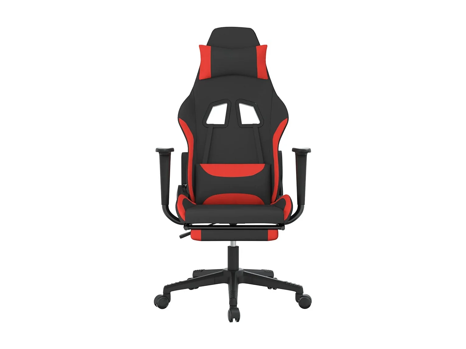 Chaise de jeu de massage avec repose-pied Noir et rouge Tissu