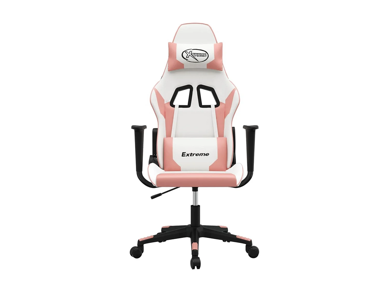 Cadeira gaming couro artificial branco e rosa