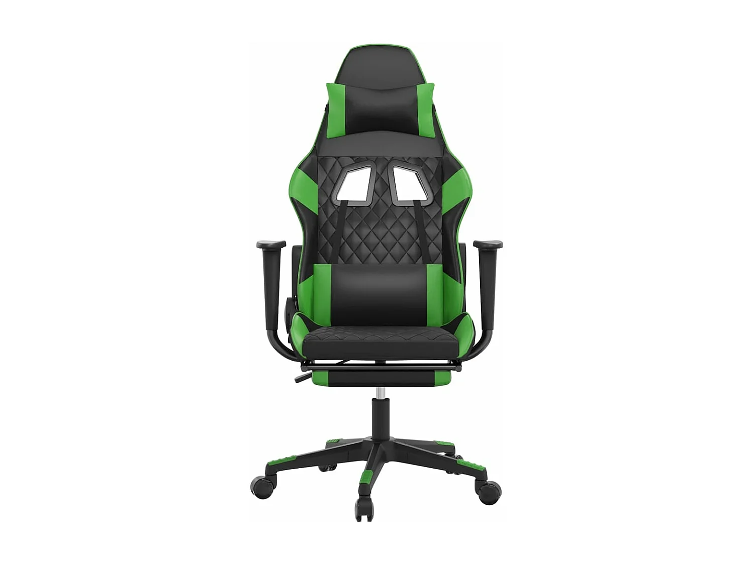Silla gaming con reposapiés cuero sintético negro verde