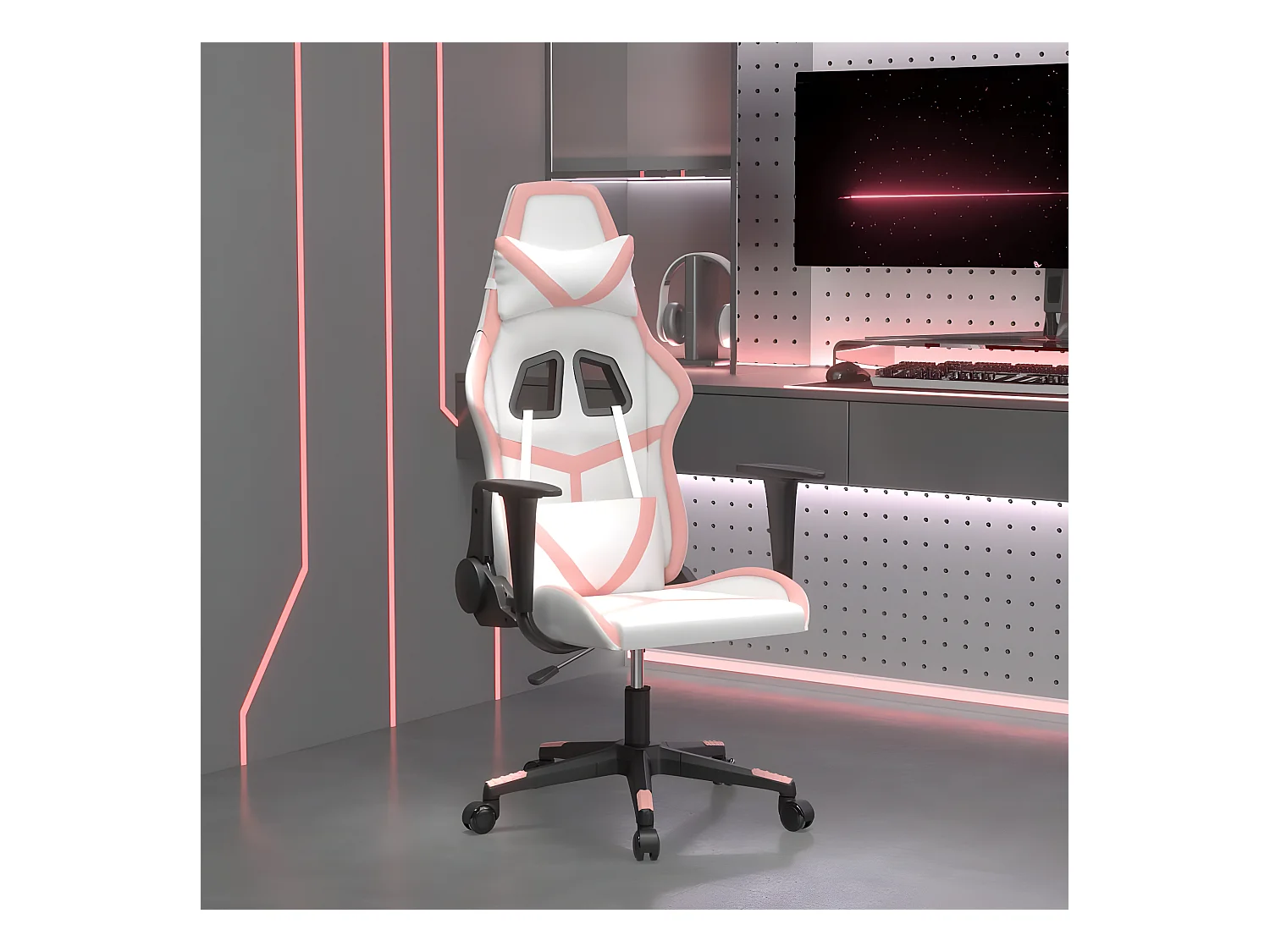 Chaise de jeu Blanc et rose Similicuir