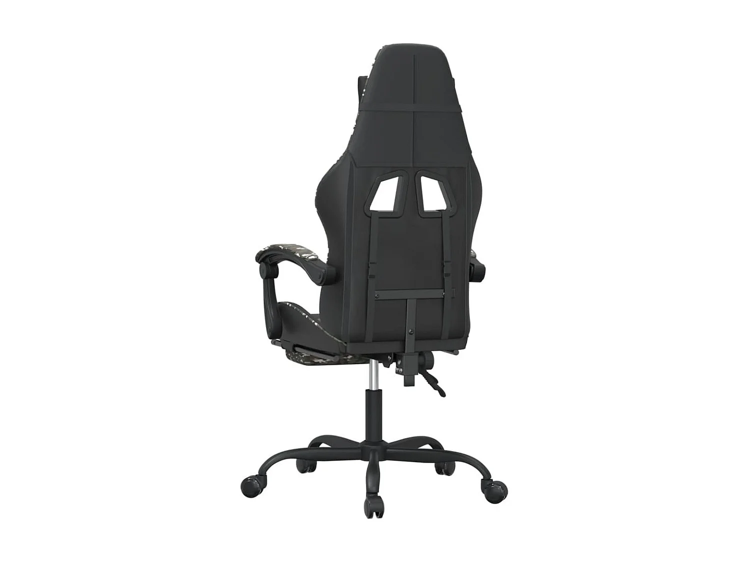 Cadeira gaming giratória + apoio pés couro art. preto/camuflado