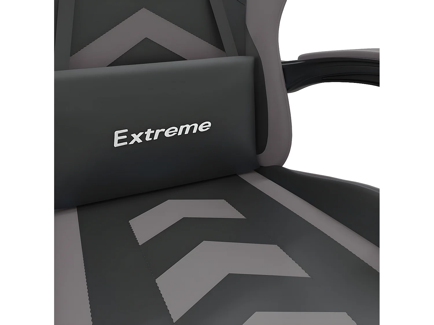 Gamestoel draaibaar met voetensteun kunstleer zwart en grijs