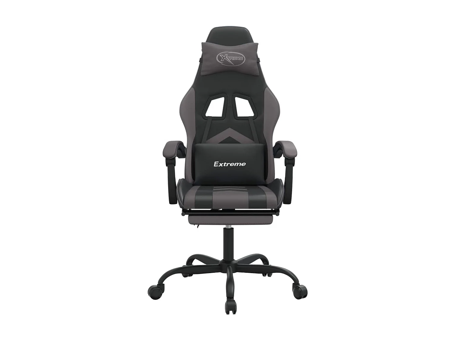 Chaise de jeu pivotante et repose-pied Noir et gris Similicuir