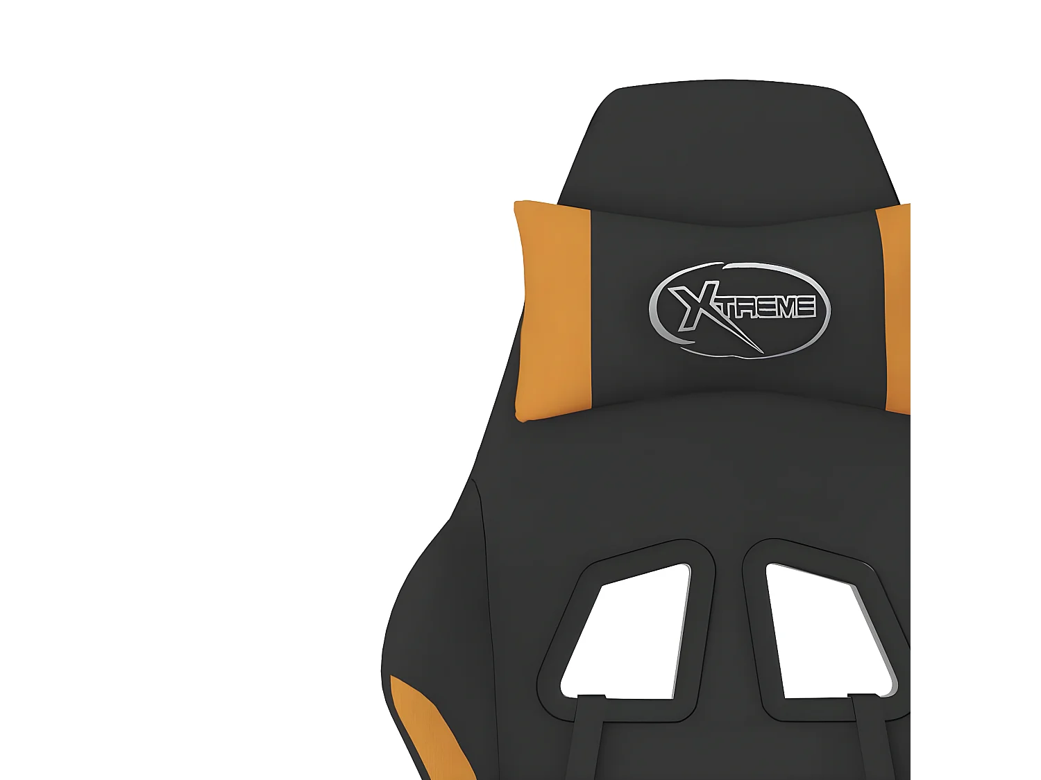 Chaise de jeu de massage avec repose-pied Noir et orange Tissu