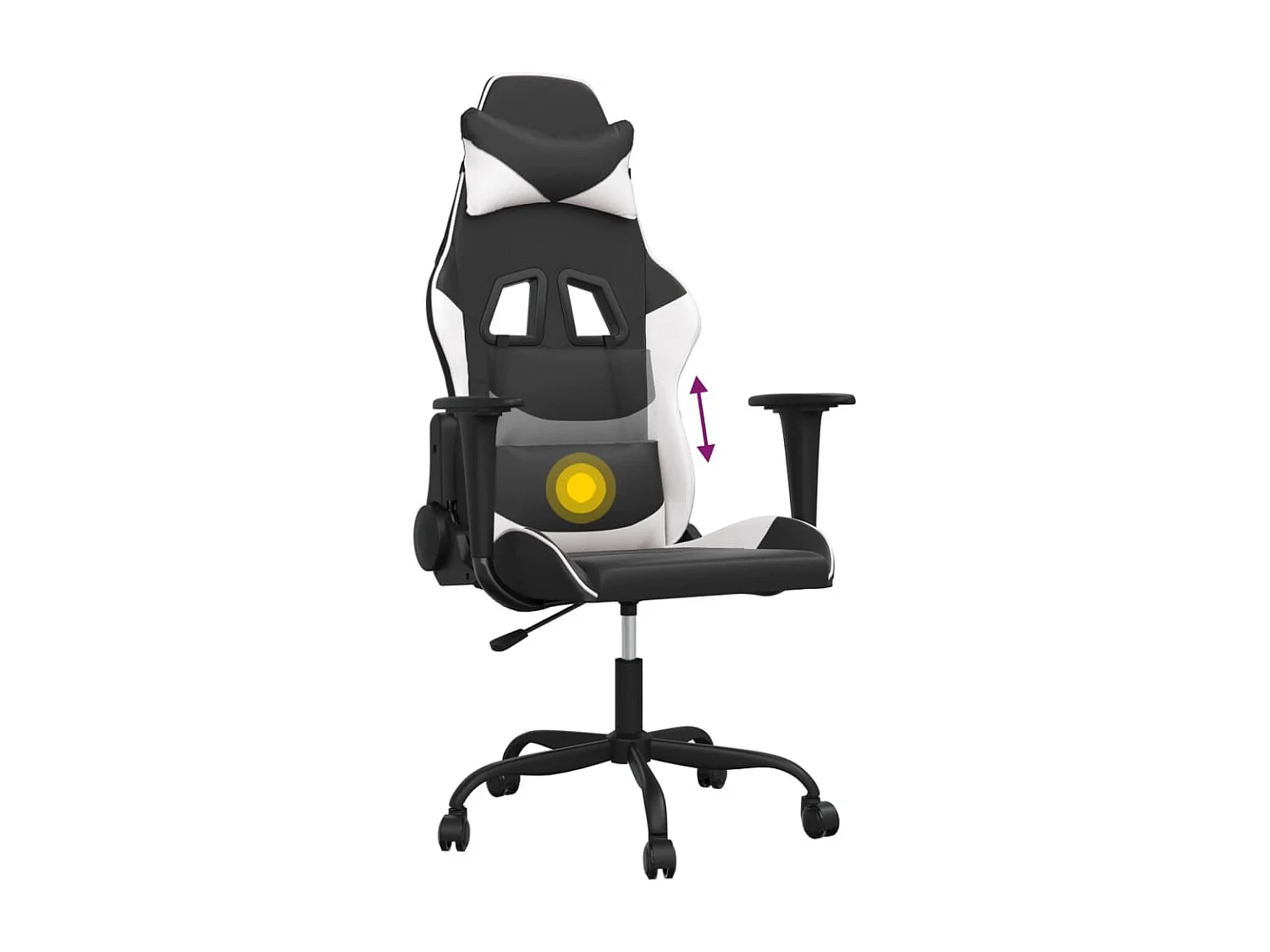 Massage gamestoel kunstleer zwart en wit