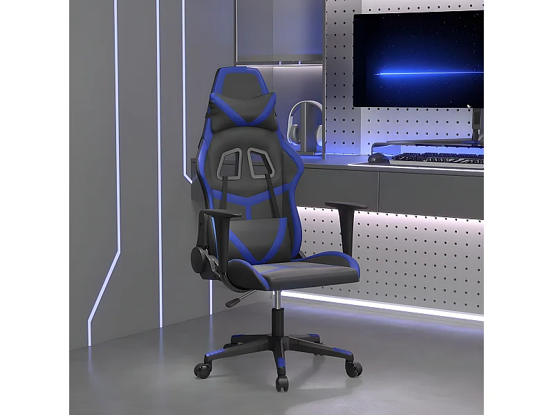 Chaise de jeu Noir et bleu Similicuir