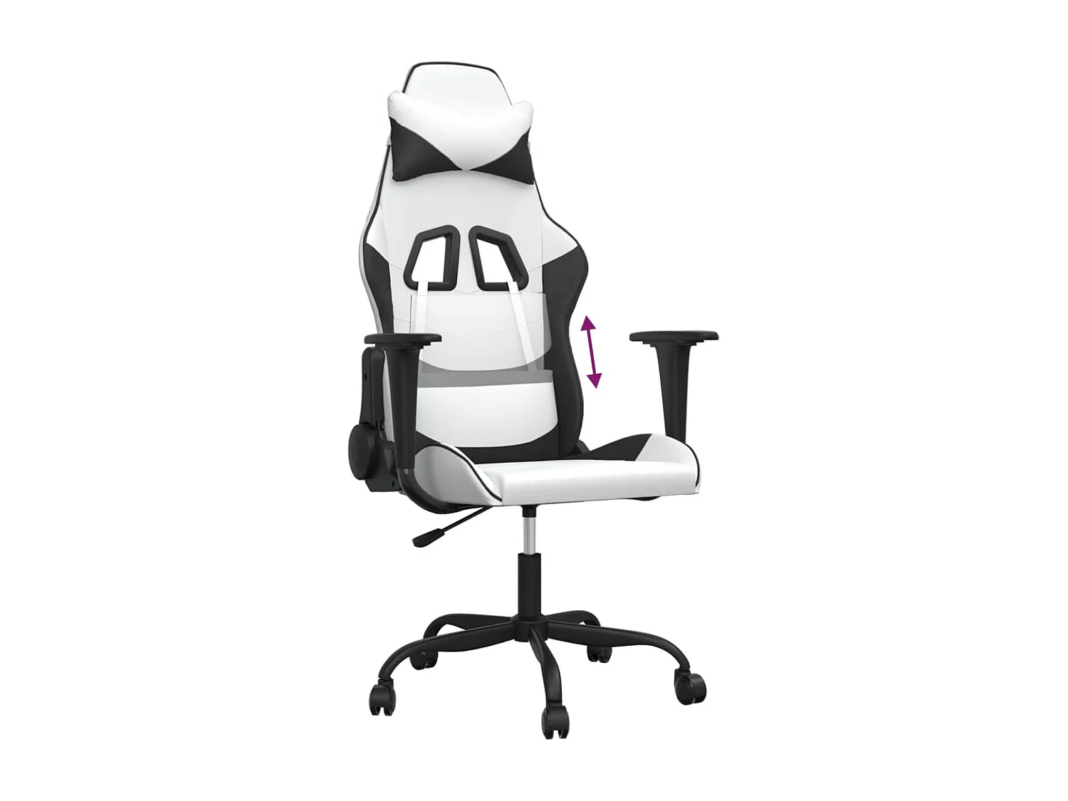 piezas Silla gaming cuero sintético blanco y negro