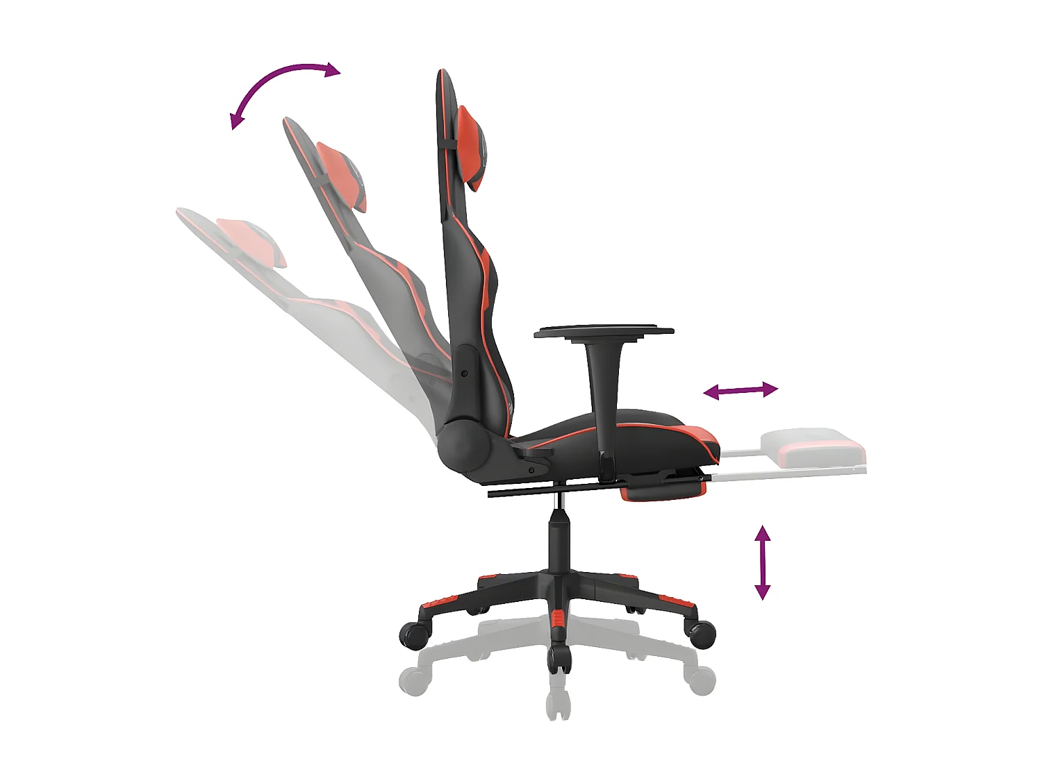 Chaise de jeu de massage et repose-pied Noir rouge Similicuir