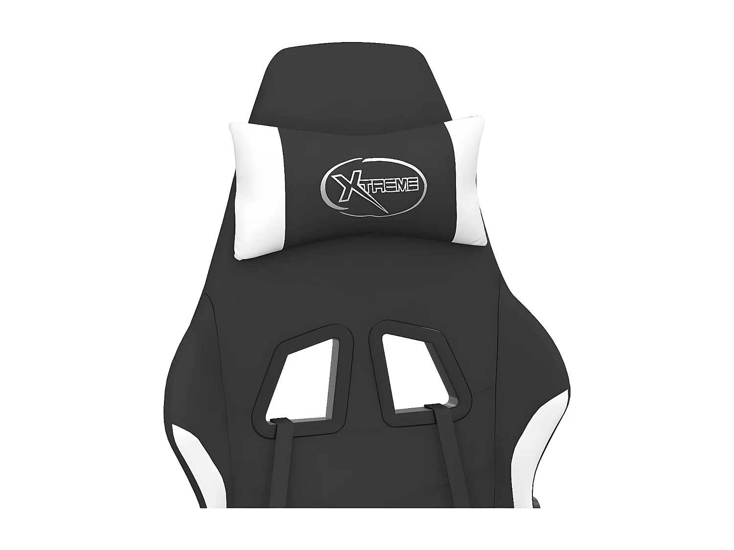 Silla gaming con reposapiés tela negro y blanco