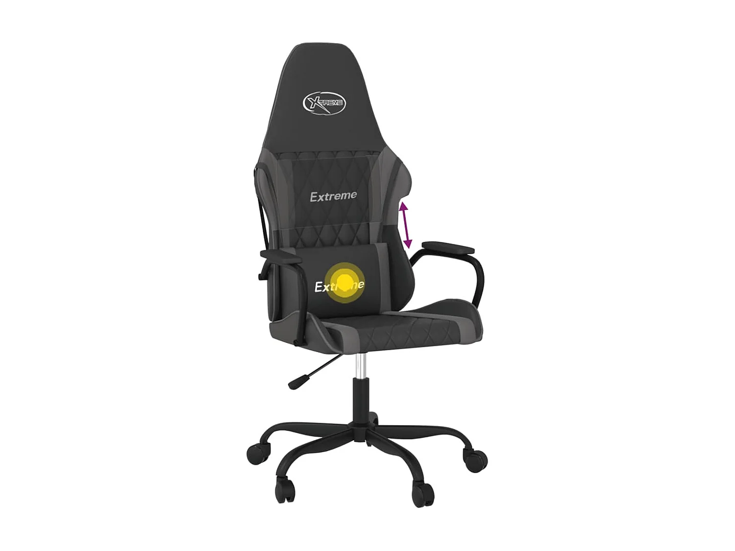 Silla gaming de masaje cuero sintético negro y gris