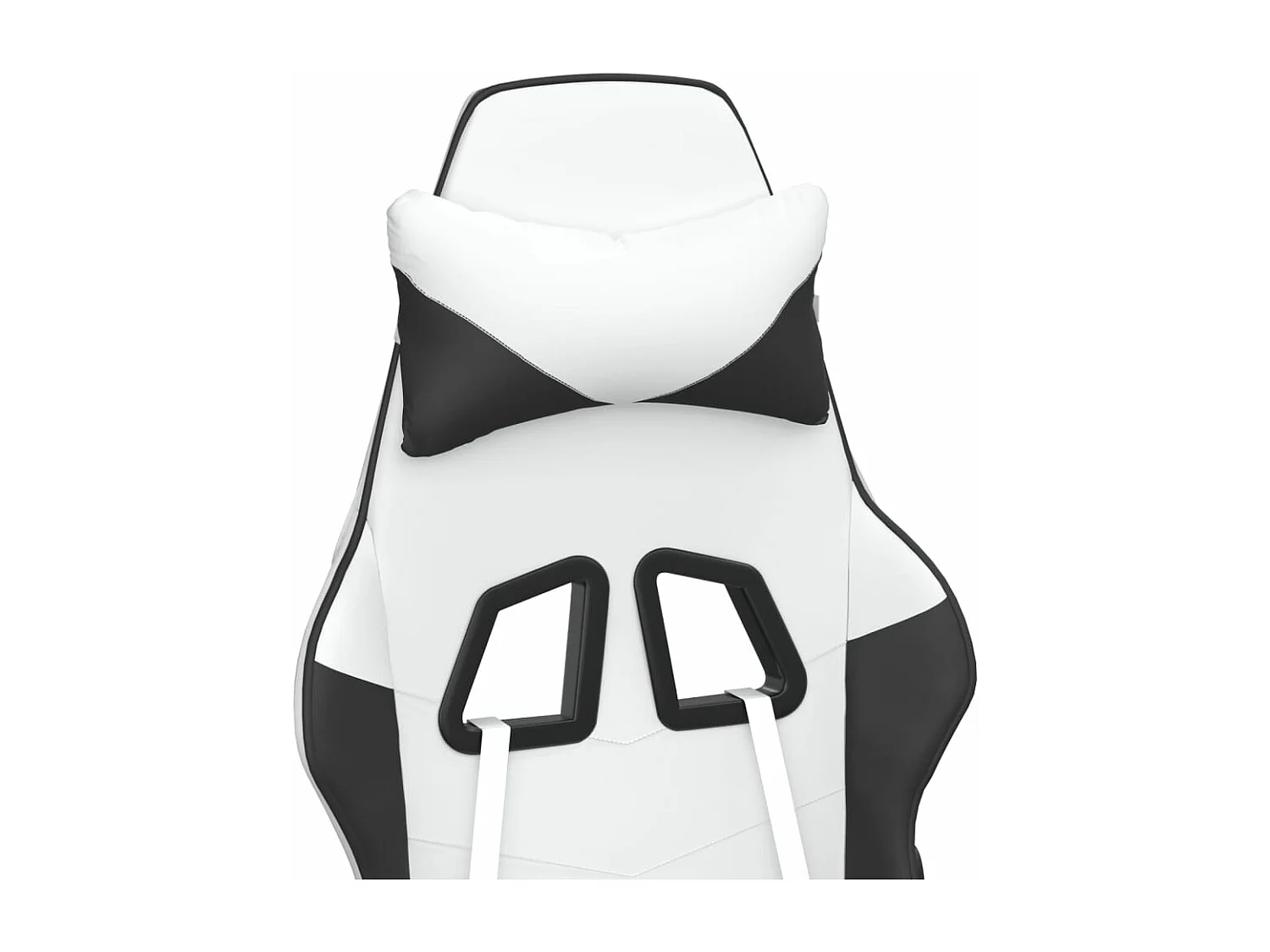 Silla gaming masaje y reposapiés cuero sintético negro blanco