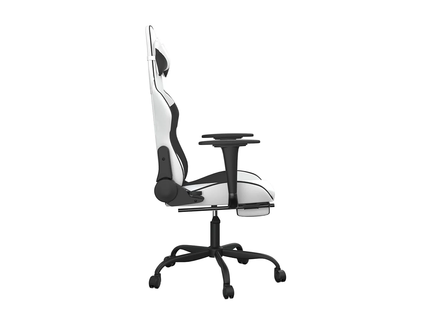 Chaise de jeu de massage avec repose-pied Blanc&Noir Similicuir