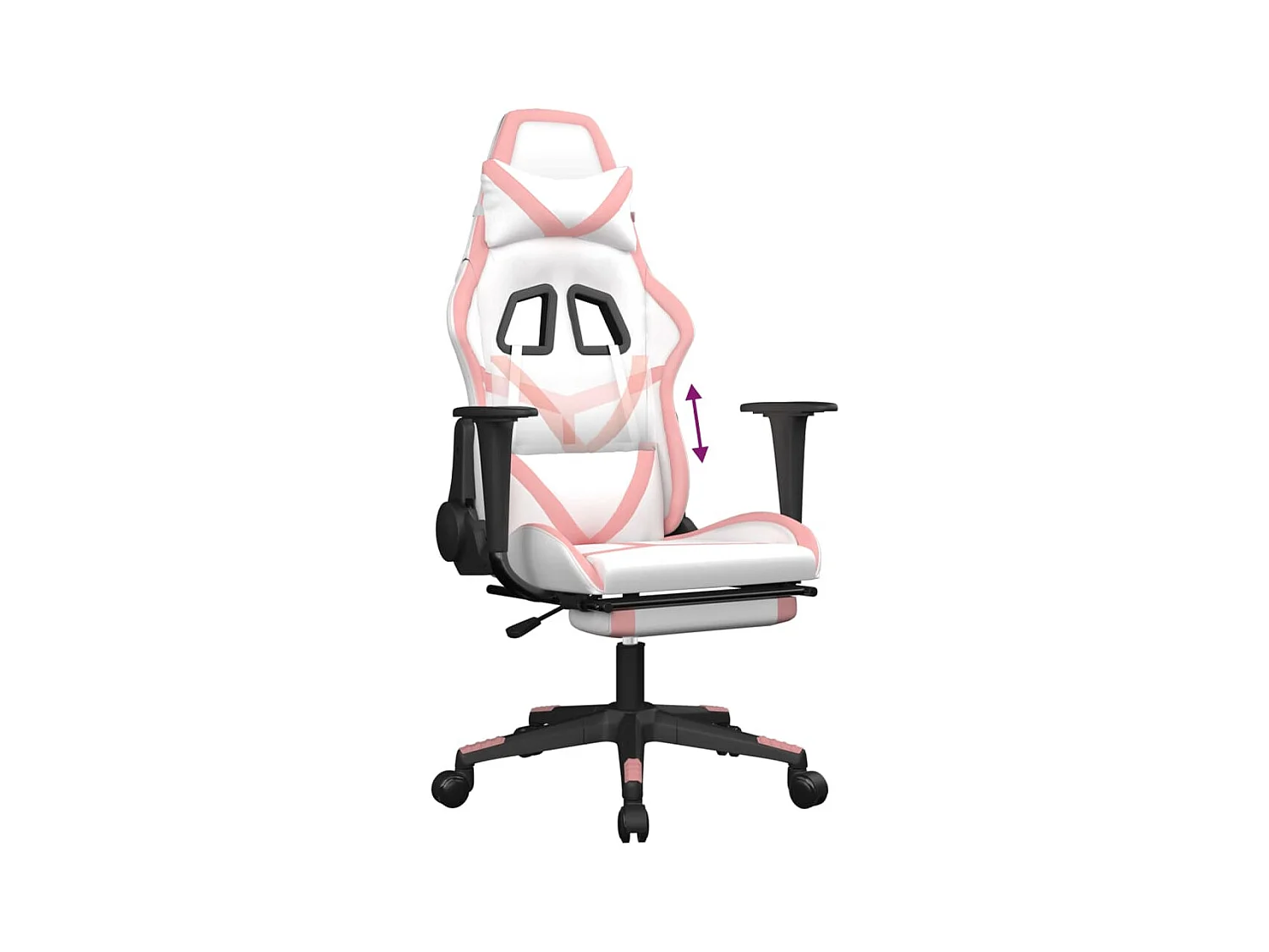 Chaise de jeu avec repose-pied Blanc et rose Similicuir