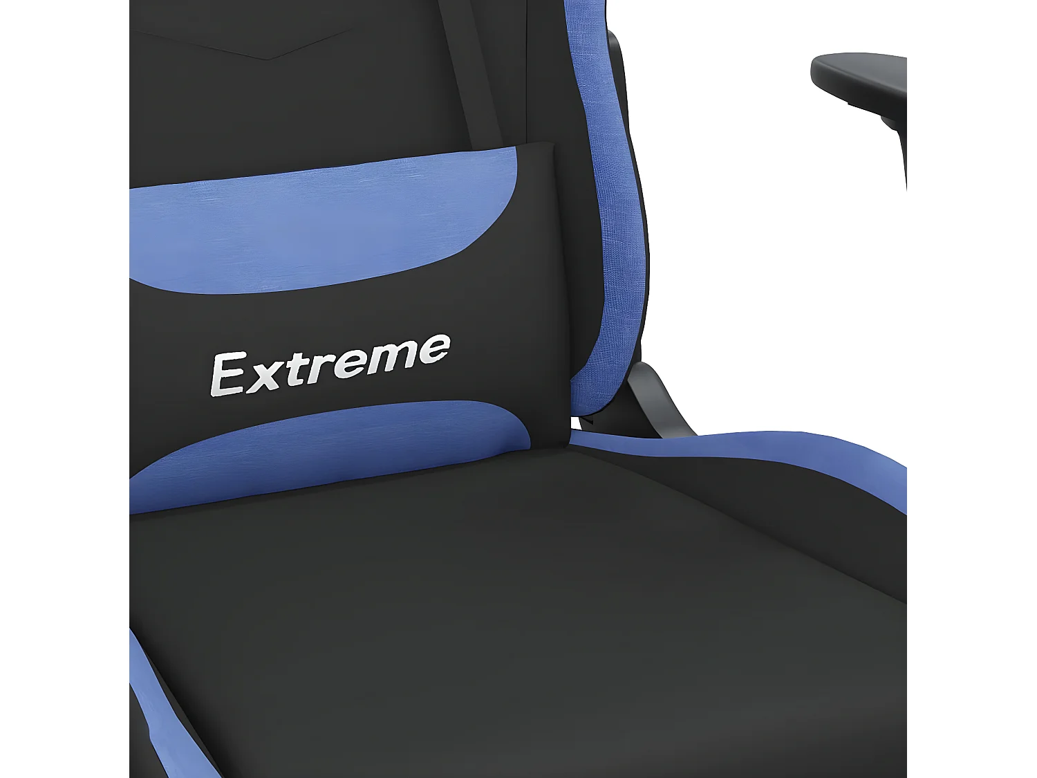 Silla gaming de masaje con reposapiés tela negro y azul