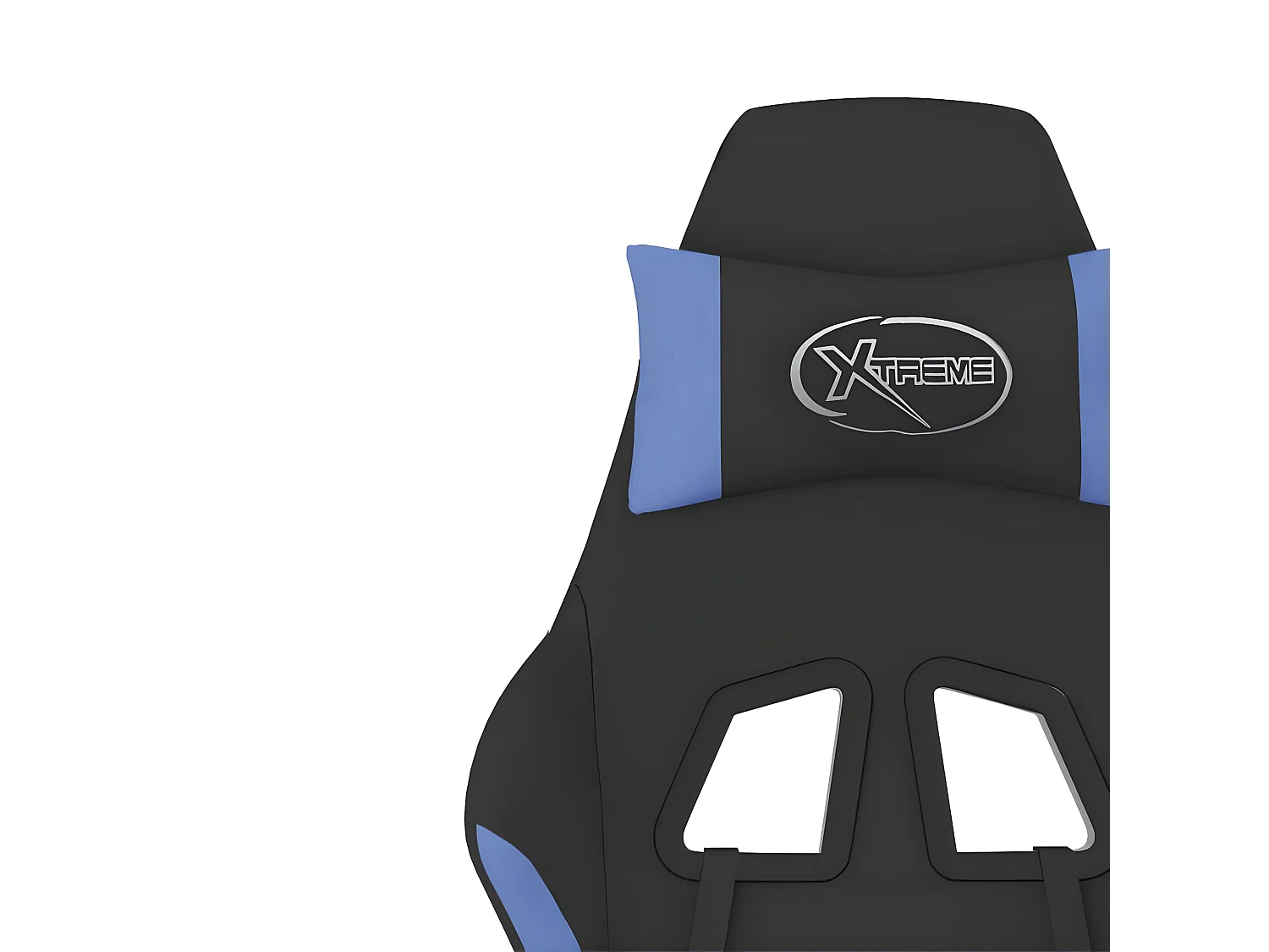 Chaise de jeu de massage avec repose-pied Noir et bleu Tissu