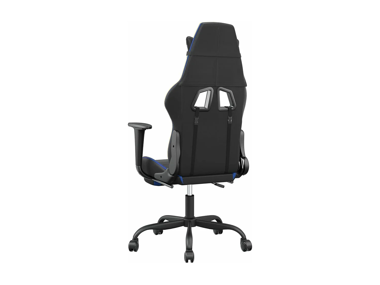 Cadeira gaming c/ apoio para pés couro artificial preto e azul