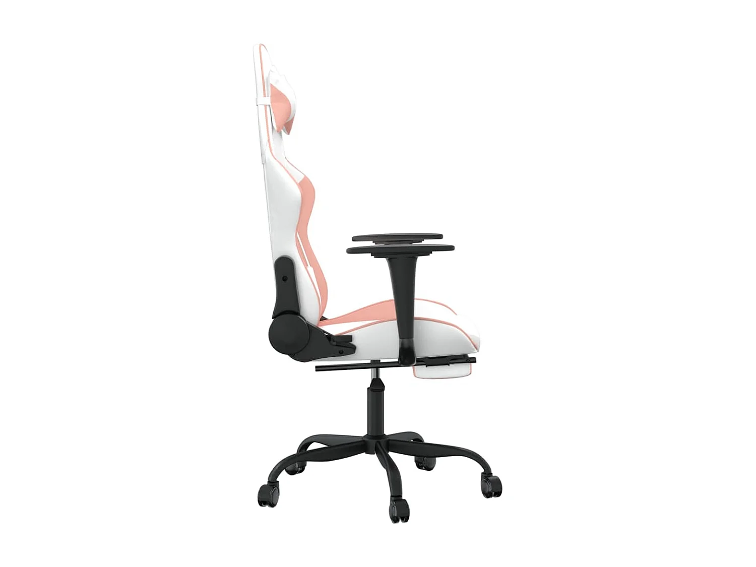 Chaise de jeu avec repose-pied Blanc et rose Similicuir