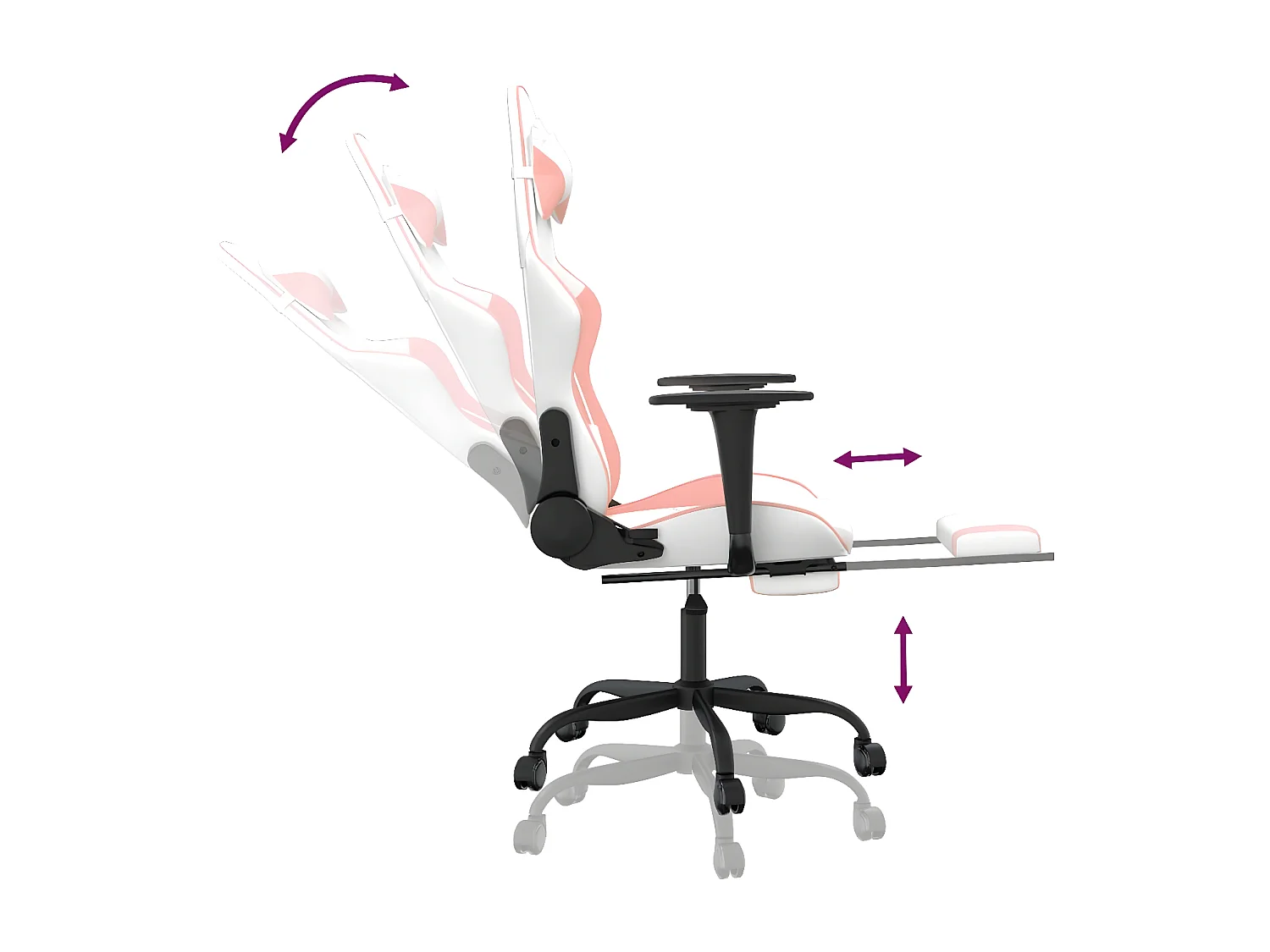 Chaise de jeu avec repose-pied Blanc et rose Similicuir