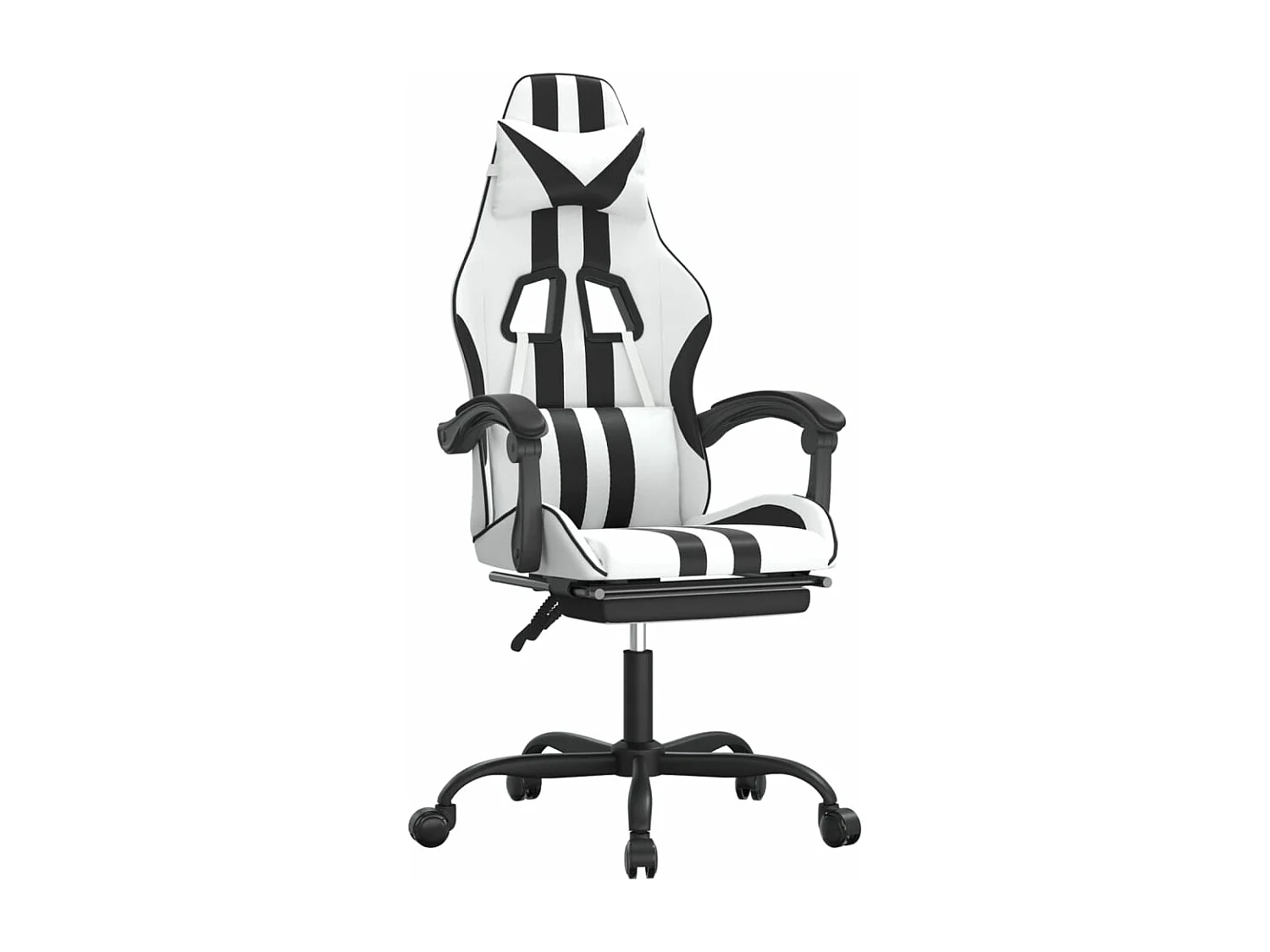 Chaise de jeu pivotante et repose-pied Blanc et noir Similicuir