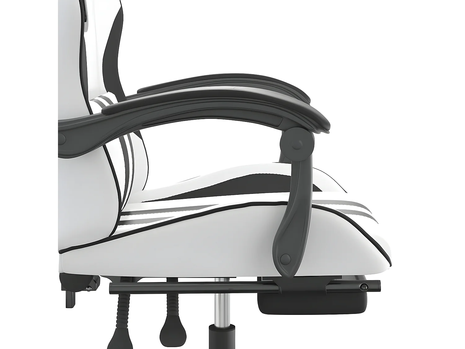 Chaise de jeu pivotante et repose-pied Blanc et noir Similicuir
