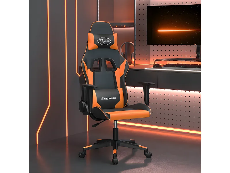 Chaise de jeu de massage Noir et orange Similicuir